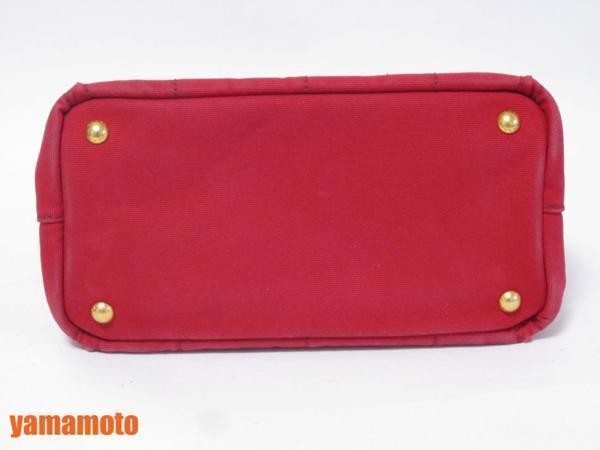 Free  PRADA Canapa Tote Bag Handbag Red ROSSO BN2439 Used from japan thumbnail 3