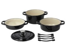 SILVERCREST Gusseisen Kochtopf Topfset 3-tlg. Ø23cm schwarz mit Kratzer *B-Ware