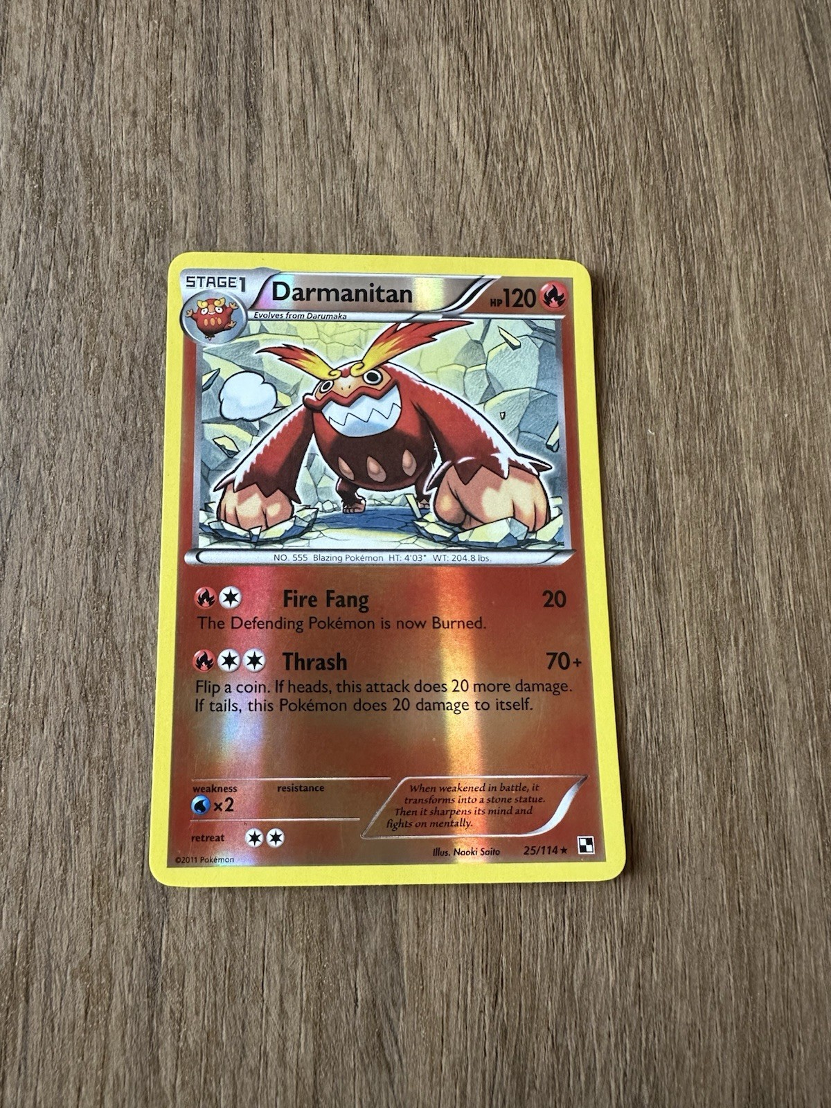 Pokémon TCG Darmanitan 25/114 Black & White Base Reverse Holo Rare NM