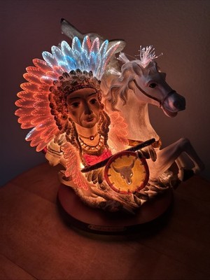 VTG Ray Chia Collection Lg. Fiber Optic Lamp Light Western Wolf Native RARE