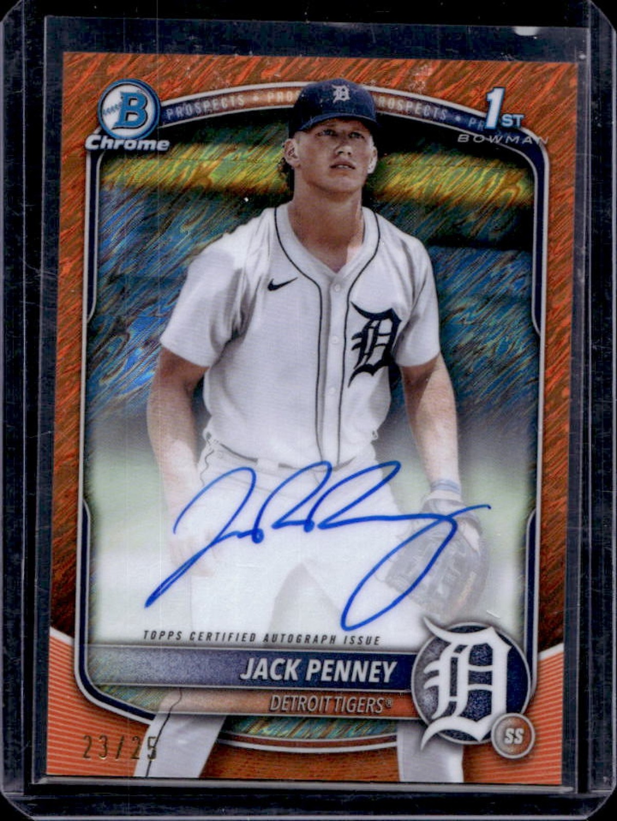 2025 Bowman Jack Penney Chrome Auto Orange Shimmer Refractor 1st Prospect #23/25