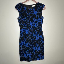 Calvin Klein Sheath Dress Size 4 Blue Black Career Work Office