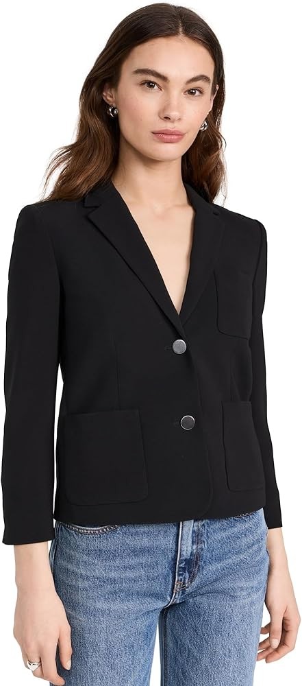 THEORY CLASSIC SHRUNKEN PATCH POCKET COTTON BLEND BLAZER SIZE: 8