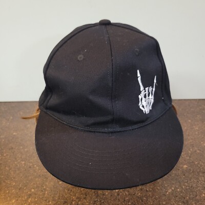 Skeleton Hand Baseball Cap Unisex Adults Black Embroidered Adjustable Snapback