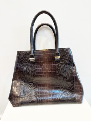 Designer Victoria Beckham Large Choc Brown Leather Croc Effect