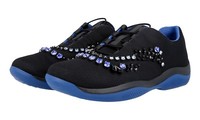 Luxus Prada Americas Cup Sneaker Schuhe 1E784G Schwarz + Blau Neu 40 40,5 Uk 7