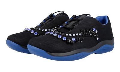 PRADA Americas Cup KRISTALL Sneaker - 1E784G - Schwarz Blau - NEU -  40 UK 7