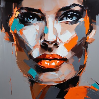 Female Face 01 Expressive  150x150cm Pop Art/Acrylglas/Bild/Loft/XXL Bilder