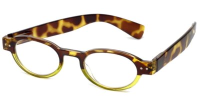 Calabria 4372 2 Color Oval European Reading Glasses&Case in Tortoise Green +2.50