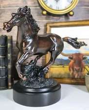 Ebros Gift Bronze Electroplated Wild West Galloping Horse Statue 10.5" L