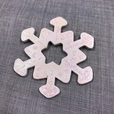 Snowflake Christmas Ornament Hand Painted Wood Glitter