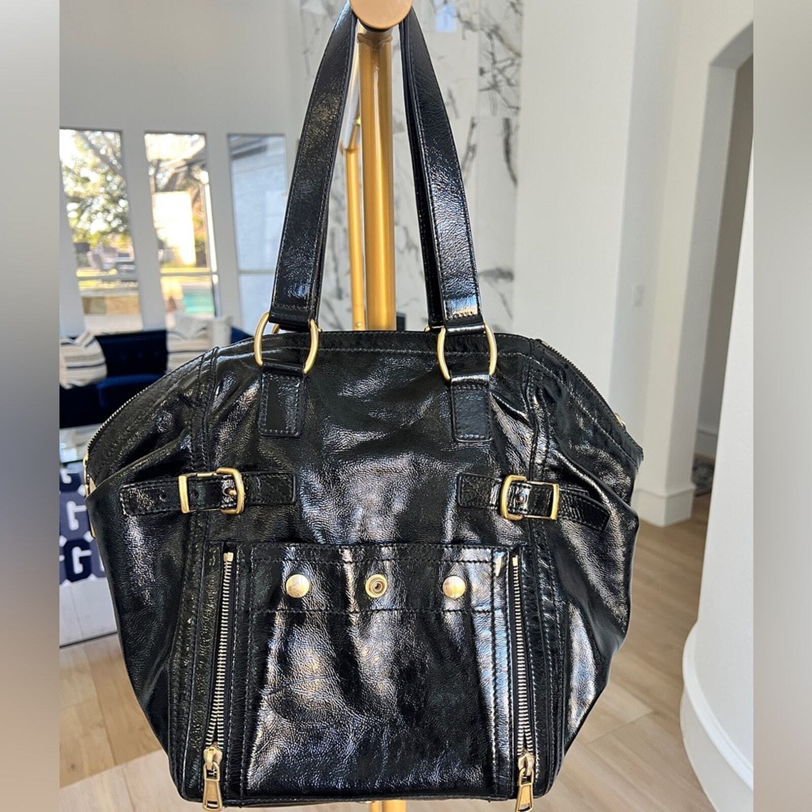 Yves Saint Laurent Downtown Tote in Shiny Patent Leather