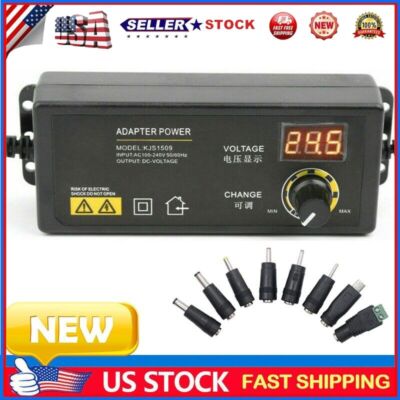 Adjustable Voltage Power Supply 3-24V w/ LCD Display AC / DC Switch Adapter US