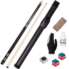 OKKO B-2 Pool Billiard Cue Stick 58” (19 oz) + Hard Round Cue Case + Accessories