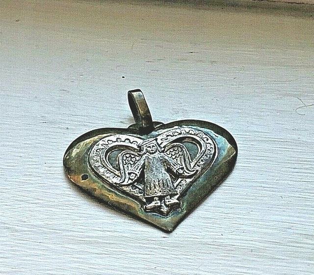 RETIRED Jeep Collins Sterling Silver and Brass Large Heart Angel