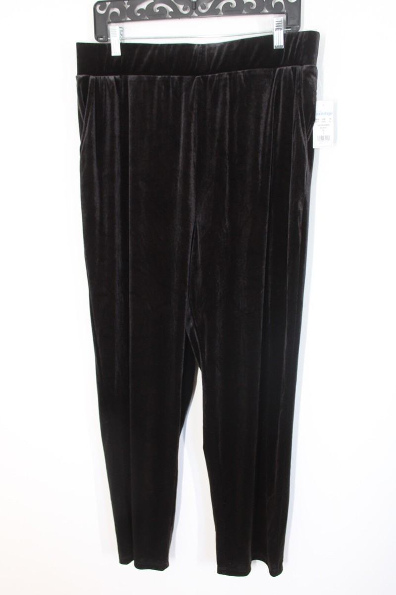 NWT Morgan Taylor XL Black Velvet Straight Leg Pull On Pants | eBay