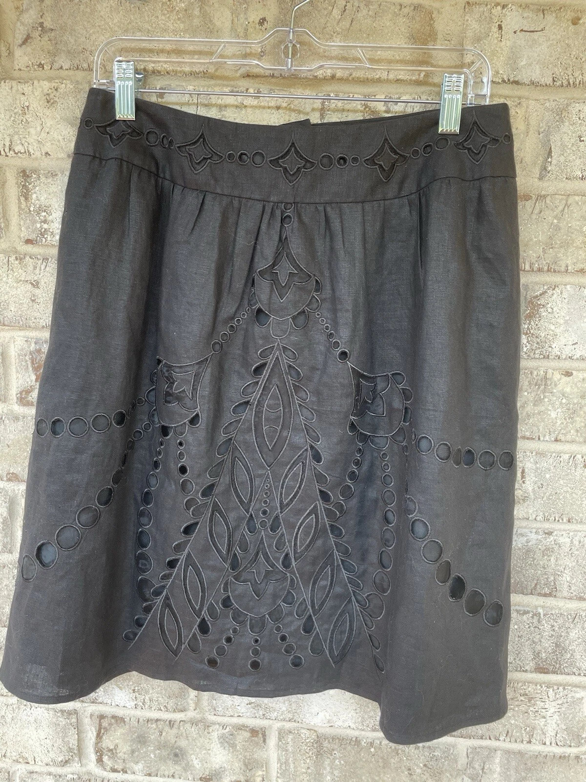 Beautiful Black Linen Blend Lined Skirt Size M