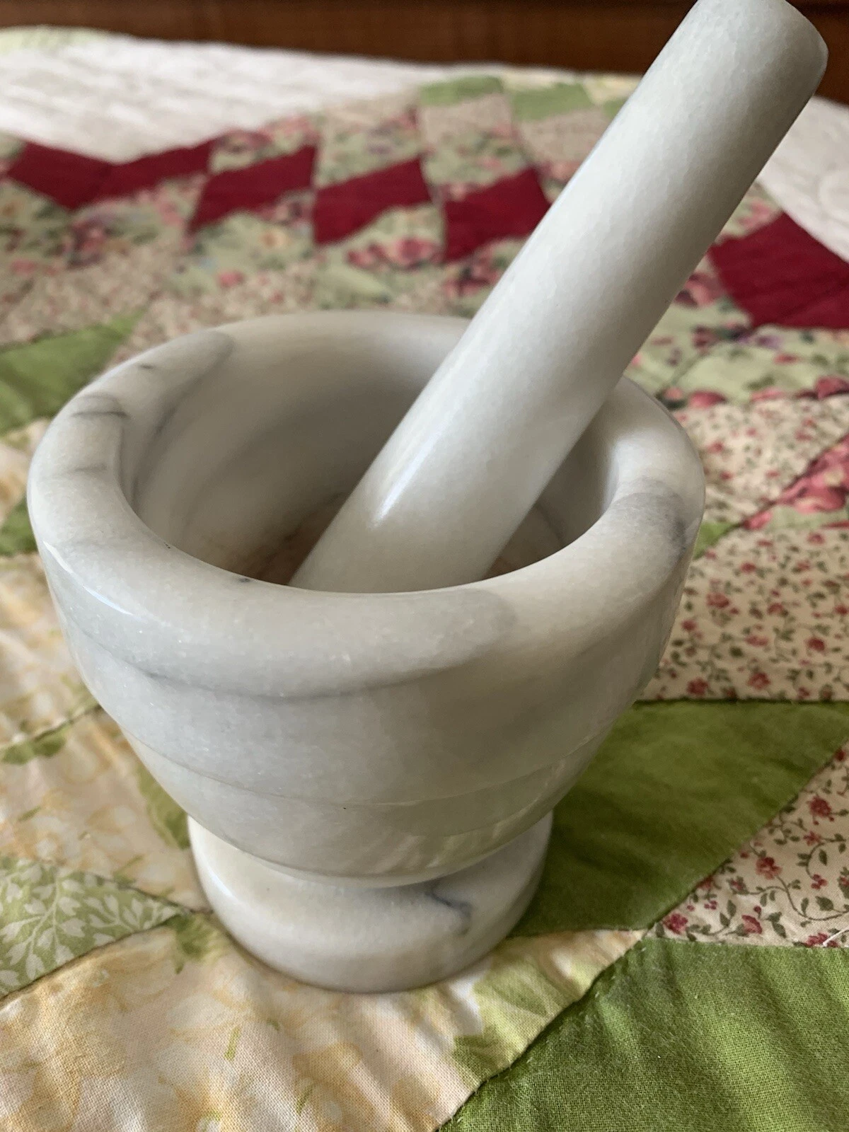 Vintage White Marble Mortar And Pestle 4” X 4”