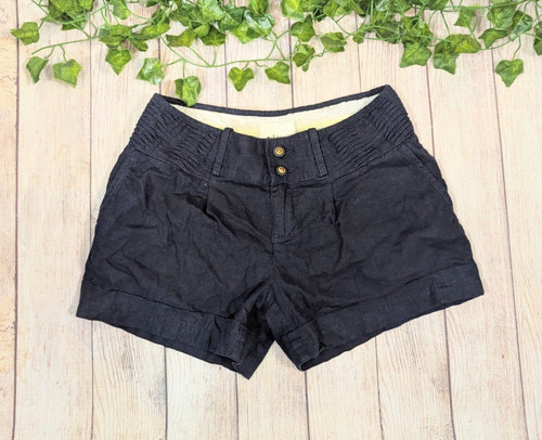 Elevenses Ship Shape Navy Linen Blend Shorts Anthropologie Nautical Summer sz 2