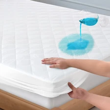 Waterproof Quilted Mattress Pad Deep Pocket Up To 16'' Luxury Breathable Topper
