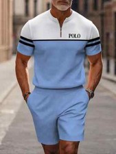 Short Sleeve Zipper Two-piece Set