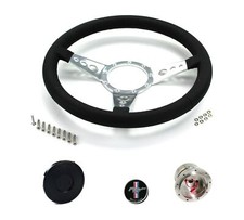 Mustang Steering Wheel Kit Black Leather 3 Spoke Holes With Mustang Emblem 65-66 Mustang Steering Wheel Kit Black Leather 3 Spoke Holes With Mustang Emblem 65-66