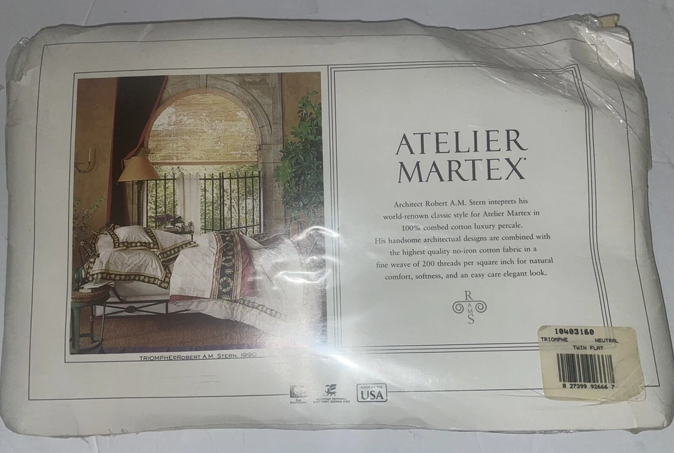 Vtg NOS Atelier Martex Triomphe Combed Cotton Twin Flat Sheet Rare Brand New - Image 2 of 4