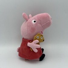 TY Beanie Peppa Pig With Dog Plush Stuffed Toy 6" Preowned Great Condition FS 