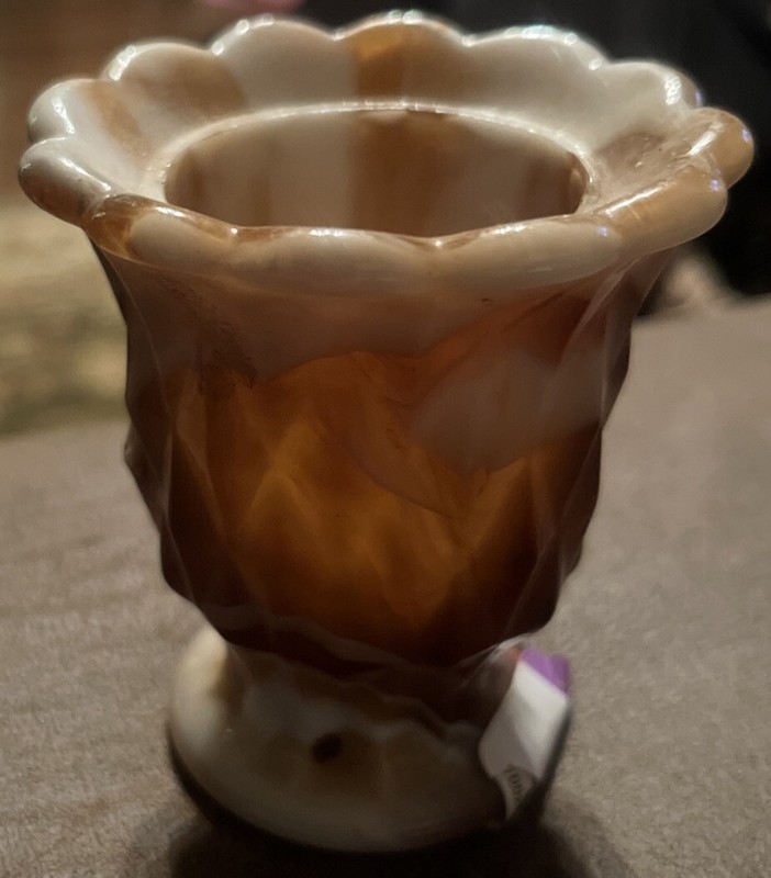 IMPERIAL Slag Glass Caramel Brown Slag Toothpick Holder