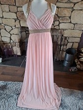Boohoo Boutique Sequin Panel Mesh Maxi Dress Blush Size 12 BNWT