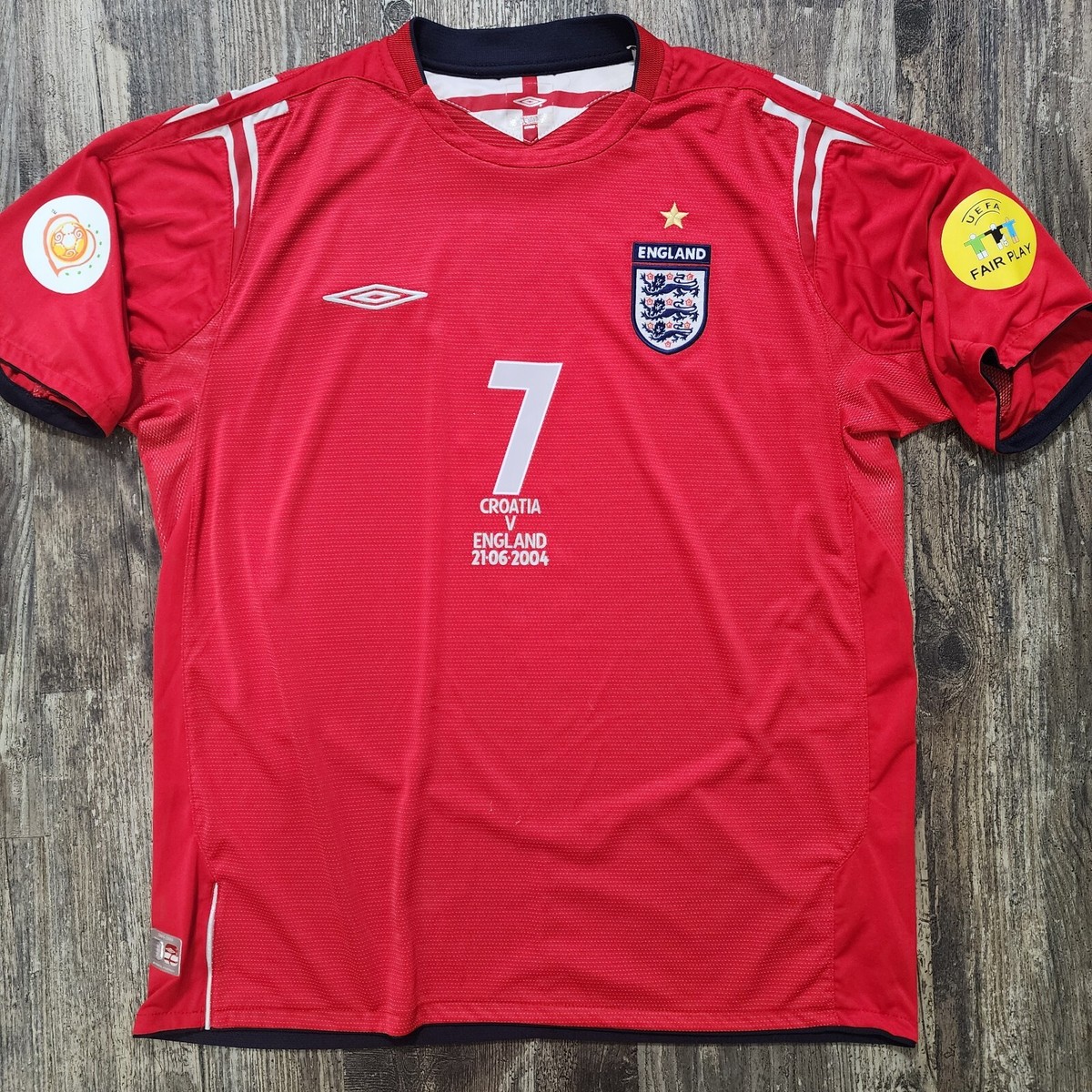 UMBRO - ★新品★イングランドユニフォーム 2004-2006 ベッカム 長袖 アウェイ 2004 Umbro England Away Soccer Jersey David Beckham Men XL