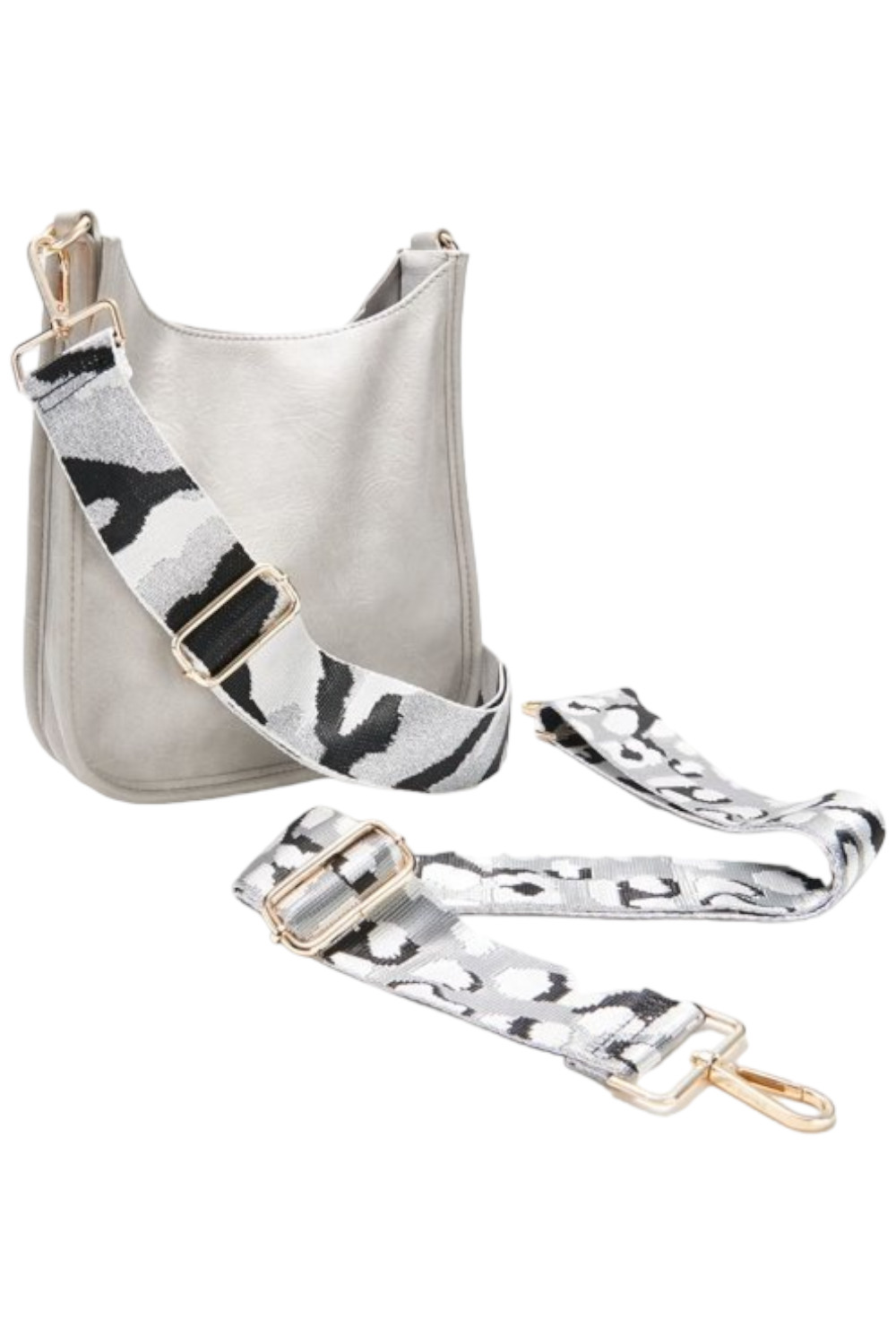 Через плечо из искусственной кожи средней плотности с дополнительным ремешком светло-серого цвета 6790₽