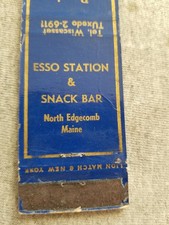 Esso Station Snack Bar Races Motor Court Maine Vtg Fs Matchbook Cover