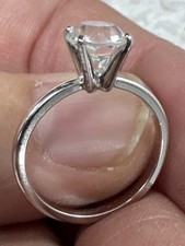 Vintage Cubic Zirconia CZ Solitaire Four-Prong Setting Engagement Ring Size 6.5