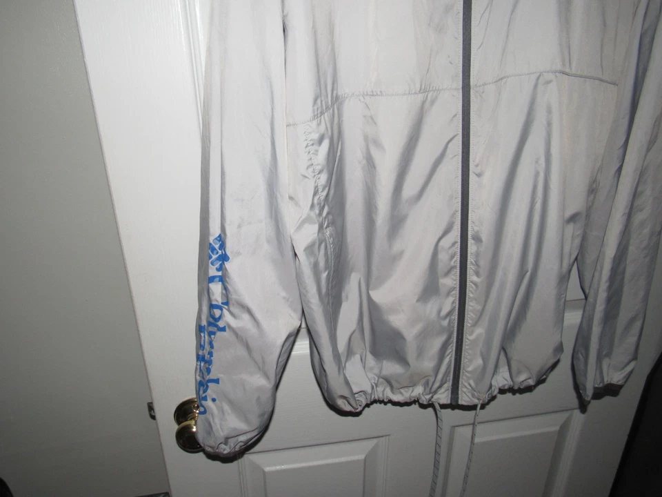 COLUMBIA Men's XL Gray PFG Hooded Jacket Full Zip Lined Zip Pockets - Image 3 of 4