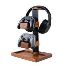 Wooden Headphone Stand Gaming Controller Holder Storage Base Desk Accessory