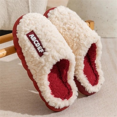 Couple Winter Warm Cotton Slippers Soft Thick Sole Non-Slip Indoor Shoes