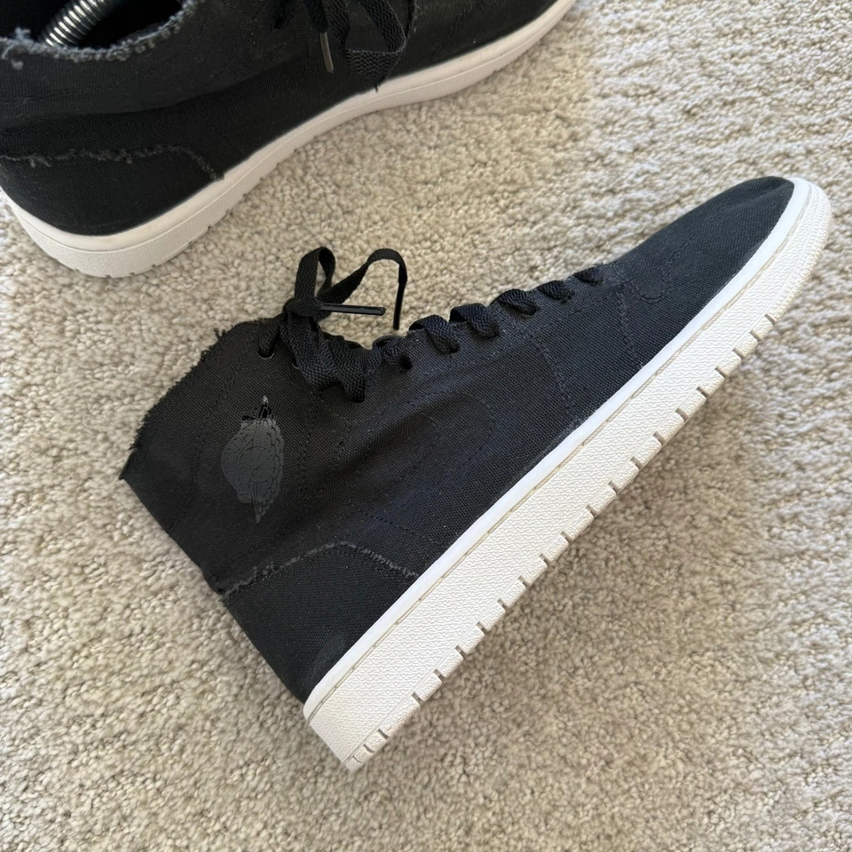 Nike Air Jordan 1 Retro Alta Lona Deconstruida Negra Hombres 9 Tenis 867338-010 Foto 3 de 4