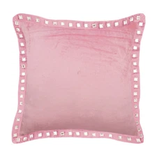 Pink Decorative Throw Pillow Cover, 16"x16" Velvet Cushion - Pink Crystal Palace
