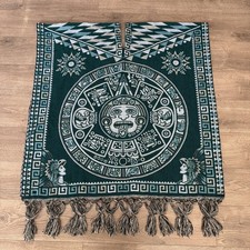 Aztec Calendar Alpaca Poncho,Unisex One Size. Made In Mexico