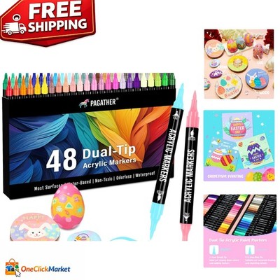 Quick-Drying 48 Color Acrylic Paint Markers - Ideal for Crafts & DIY Projects