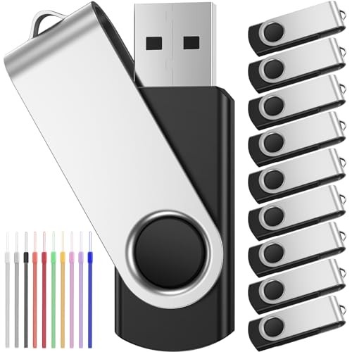 10 Pack 64GB USB 2.0 Flash Drives Black Memory Sticks
