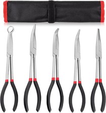 Extra Long 11 Inch Bent Nose Pliers Set of 5, Straight 25 45 90 Degree Bent
