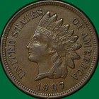 1907 Indian Head Cent Extremely Fine XF Coin #38569