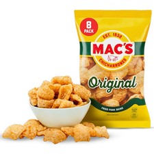 Mac's Original Fried Pork Skins - Flavored 3 Ounce Pack of 8 