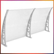 Vordach Haustür alu Polycarbonat Grau Weiß Regen UV Schutz 100x300 cm