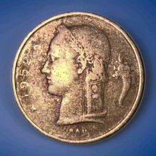 1952 Belgium 1 One Franc Coin 🇧🇪 Belgian Postwar Really Nice!