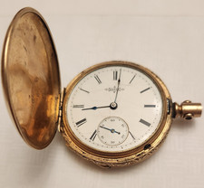 Elgin Full Hunter Yellow Gold Pocket Watch White Roman Dial not working