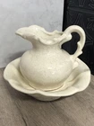 Vintage McCoy Pitcher and Wash Bowl Basin Set USA Pottery Beige Speckled