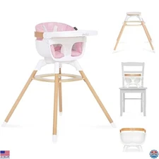 Evolur Ann Beechwood 4-in-1 Highchair - 360° Rotation, Booster, Floor Chair,